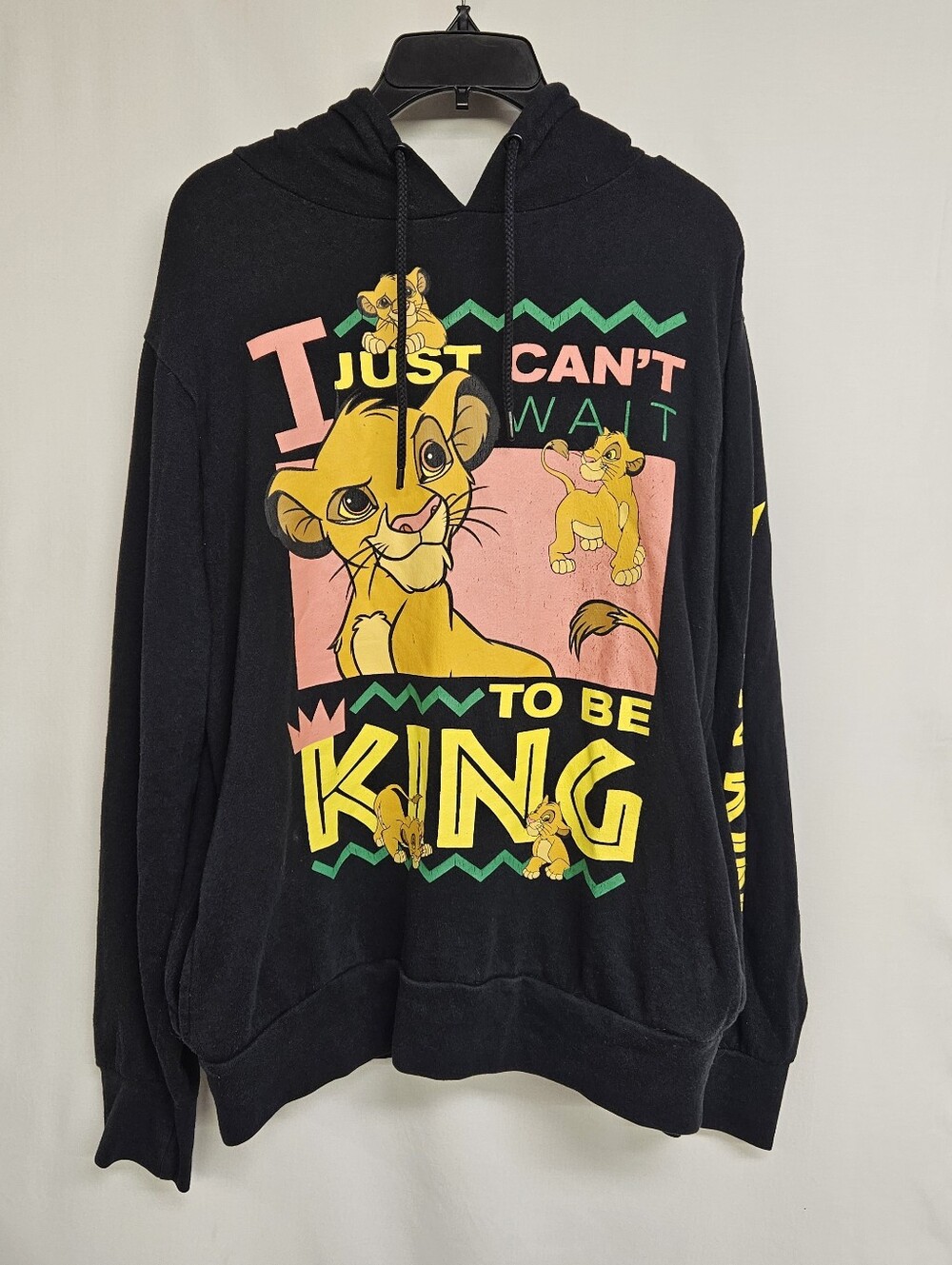 Disney Lion King Hoodie Small Black "I Just Can't Wait To Be King" Simba